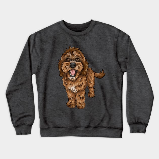 Cute Ginger Cockapoo Dog Crewneck Sweatshirt by Shirin Illustration